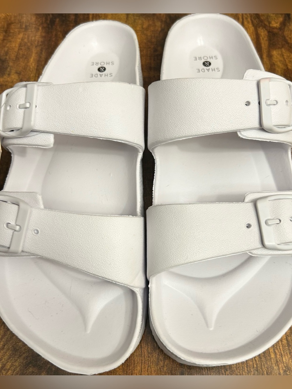 Shade & Shore Women’s White Neida 2 Band Slide Sandals Size 10 FLAWED